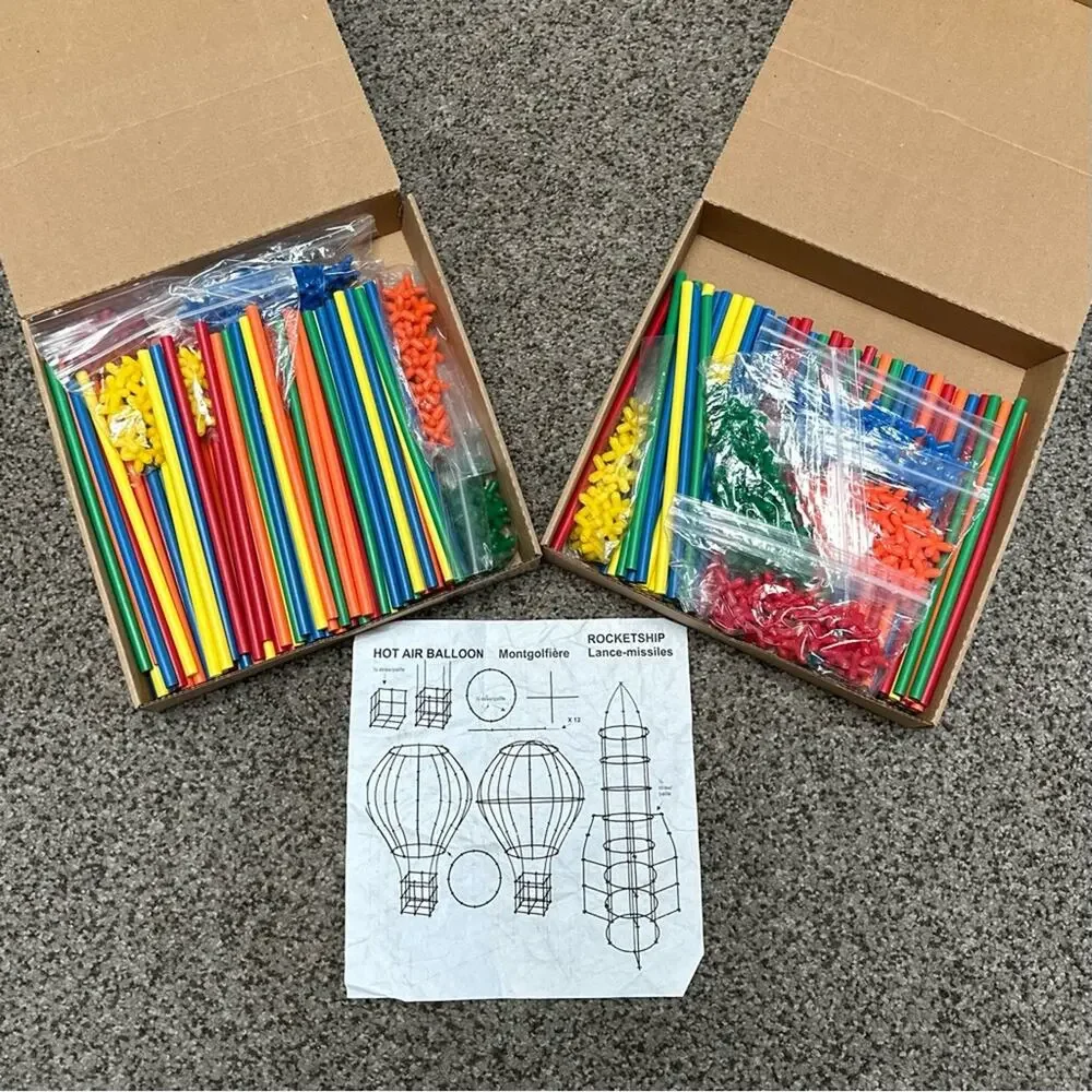 Roylco Straws & Connectors Building Set, 2 Sets, STEM Toy